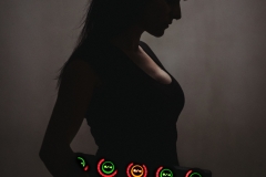 Frederika portrait with boss loopstation by Lionel Pesque