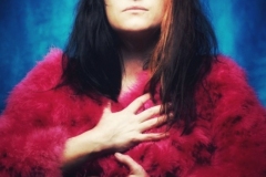 Frederika pink and blue portrait by Lionel Pesque